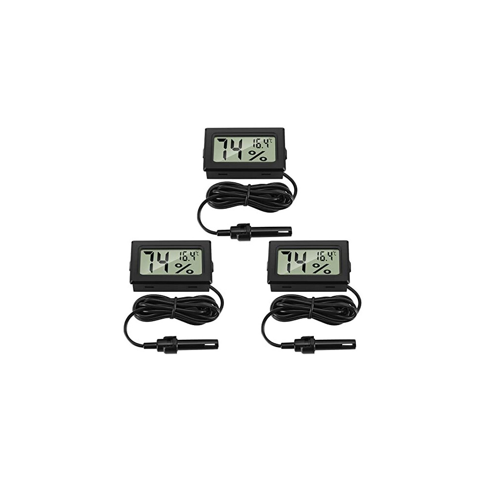 3PCS Digital Thermometer Hygrometer Mini Probe Thermometers Temperature Humidity Gauge Meter for Reptile Incubator Poultry Office Living Room