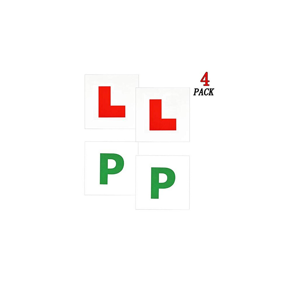 Fully Magnetic Red L Plates 2 Pack and Green P Plates 2 Pack Learner Plates for Car Magnetic Extra Thick Strong Learner Sticker for New Drivers