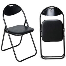 Folding Chair Padded Paris Faux Leather Chair Home Office Dining 1 X Chair Black