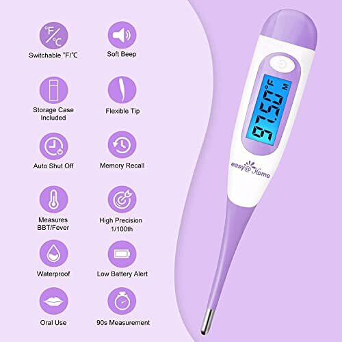 Digital Basal Thermometer for Ovulation with Backlight LCD Display Premom APP 1100th Degree High Precision and Memory Recall Ovulation Tracking 1