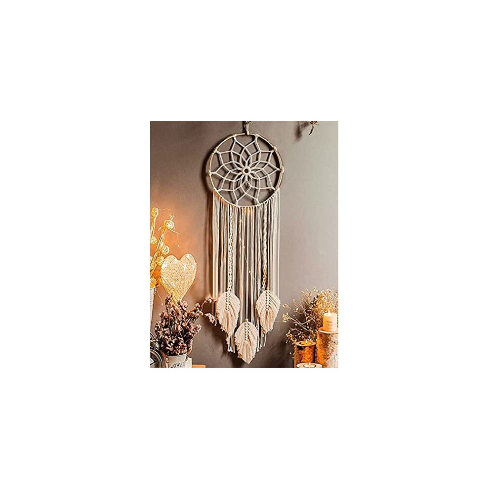 Macrame Dream Catchers for Bedroom Adult Dream Catcher Wall Decor Large Boho Wall Hanging with 3 Woven Feather Tassels Home Decoration Ornament Craft