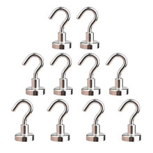 Magnetic Hooks 10 Pack 8KG 18LBS Super Magnets Hook with Neodymium Rare Earth for Cruise Ship Accessories Hanging Door Holder Keys Home Office