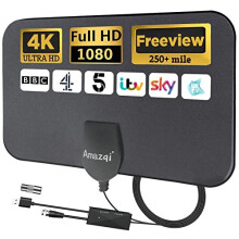 TV Aerial Indoor 250 Miles Long Range 4K Digital HD Amplified TV Aerial with Signal Booster Freeview 1080P TV Antenna for Local Channels