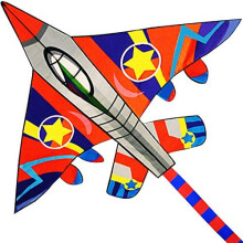 HUGE Fighter Plane Kite for Kids and Adults 58 Wide with long tail Easy Flyer Kit Line and Swivel Included Good for beach kite for children