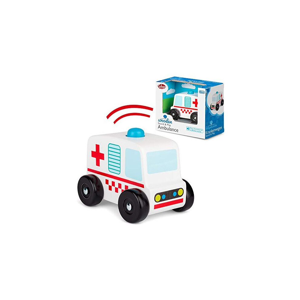 Wooden Sound and Play Ambulance Vehicle with Electronic Siren