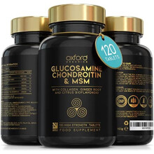 Glucosamine and Chondroitin MSM Tablets High Strength 120 Glucosamine Sulphate Tablets with Collagen Citrus Bioflavonoid and Ginger Root Extract