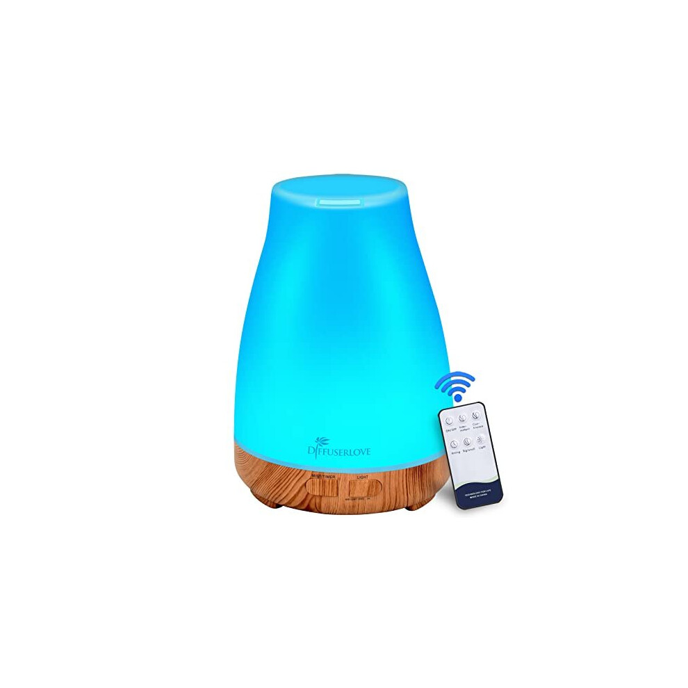 300ML Essential Oil Diffuser Remote Control Aromatherapy Diffuser Mist Humidifiers with 7 Color LED Lights and Waterless Auto ShutOff for Bedroom