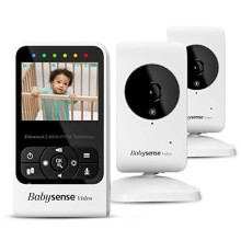 Video Baby Monitor with Camera and Audio 24 Display Supplied with Two Cameras Long Range Room Temperature Night Vision Two Way Talk Back Lullabies and