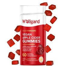 Vegan Apple Cider Vinegar Gummies by Wellgard Gold Standard 1000mg ACV Gummies with Vitamin C Chromium and Pomegranate NonGMO GlutenFree GelatineFree