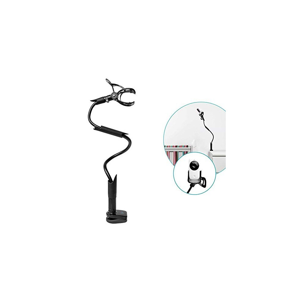 Twist Black Universal Baby Monitor Holder Secure with Straps Clamp to Furniture No Drilling Required Flexible Baby Camera Mount Baby Monitor Shelf