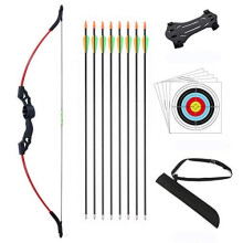 Outdoor Youth Recurve Bow and Arrow Set with Quiver Children Junior Archery Beginner Longbow Training for Teen Teams Game Gift
