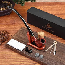 Tobacco Pipe Churchwarden Rosewood Smoking Pipe with Pipe Stand Pipe Bit 3in1 Scraper Pipe Filter Cork Knocker Metall Ball Delicate Gift Box