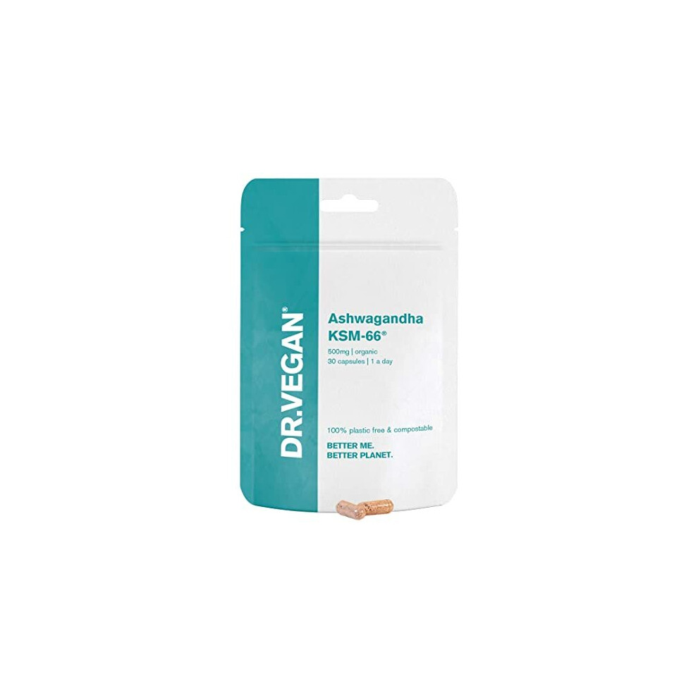 Dr Vegan Drvegan Daily Ashwagandha Ksm66 500Mg Organic Ashwagandha Root 30 Capsules Oneaday