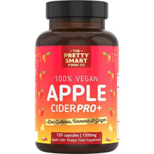 Apple Cider Vinegar Capsules Boosted with Vegan Live Cultures Turmeric Ginger Raw Unfiltered ACV Complex 1300MG Dosage 120 Capsules Made The UK
