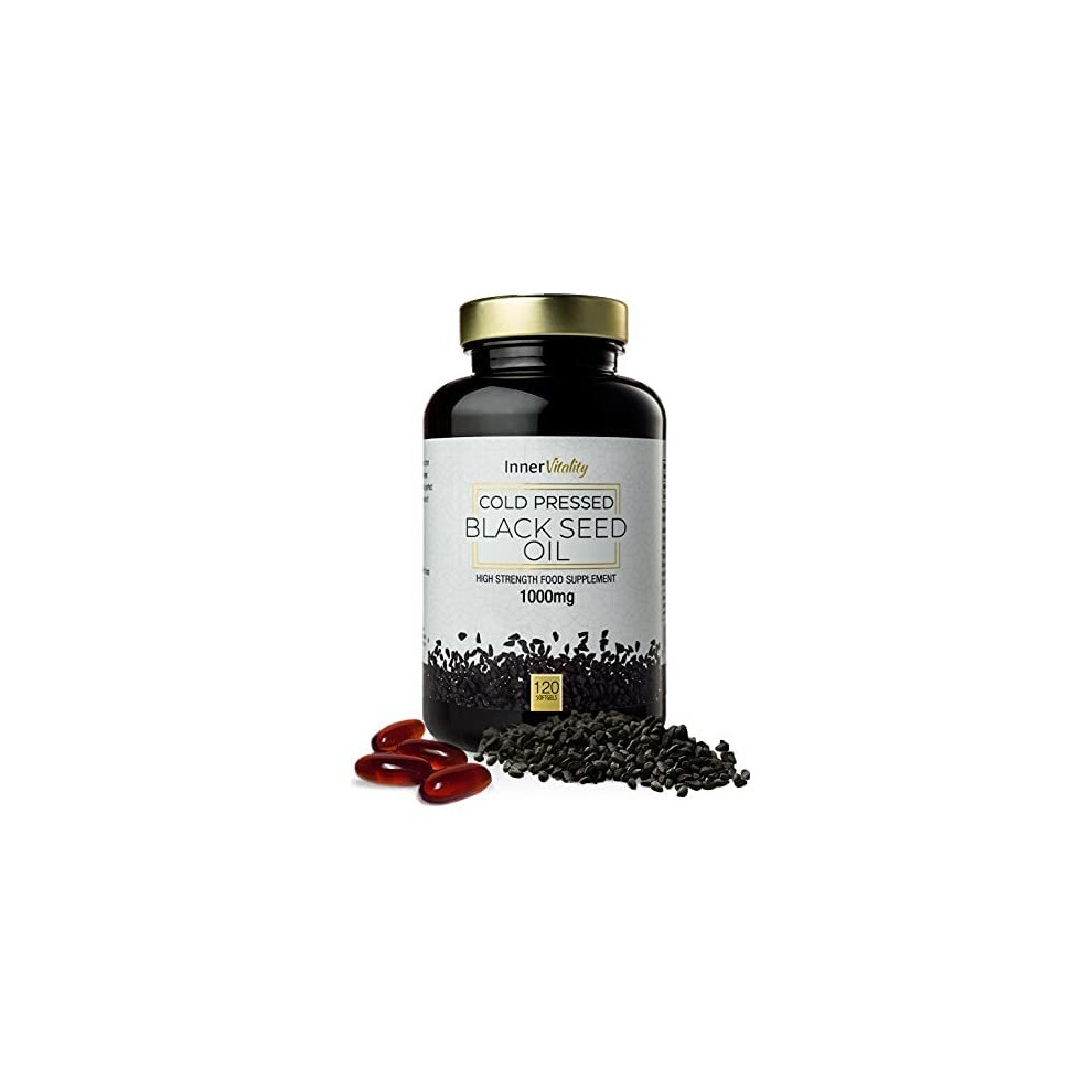 Black Seed Oil 120 Double Strength Capsules Premium Cold Pressed Virgin Oil High Strength Thymoquenine 3X 1000mg Softgels with Zero Additives NonGMO