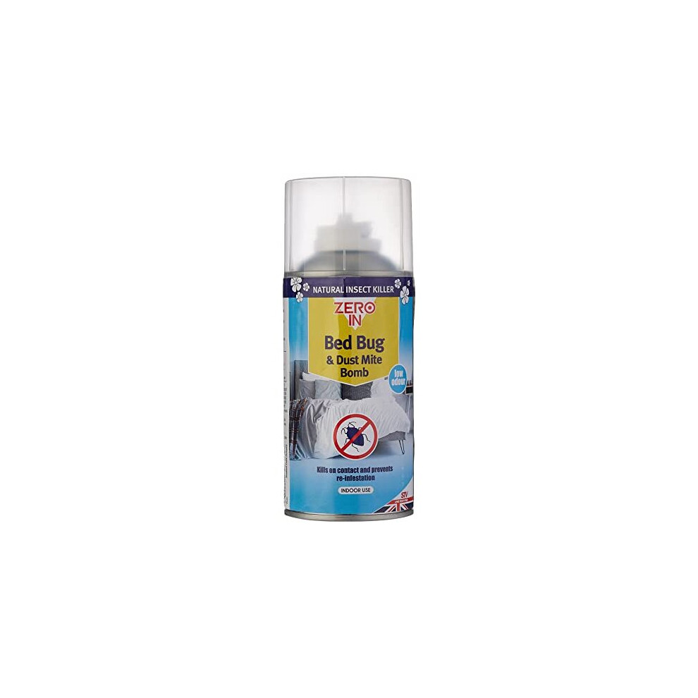 ZER984 Natural Bed Bug Dust Mite Killer Bomb 150ml OneShot Clear