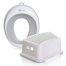 Toilet seat and Step Stool Grey 2 Piece Set