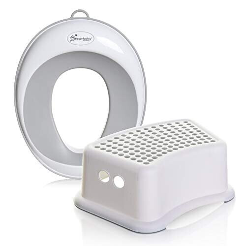 Toilet seat and Step Stool Grey 2 Piece Set