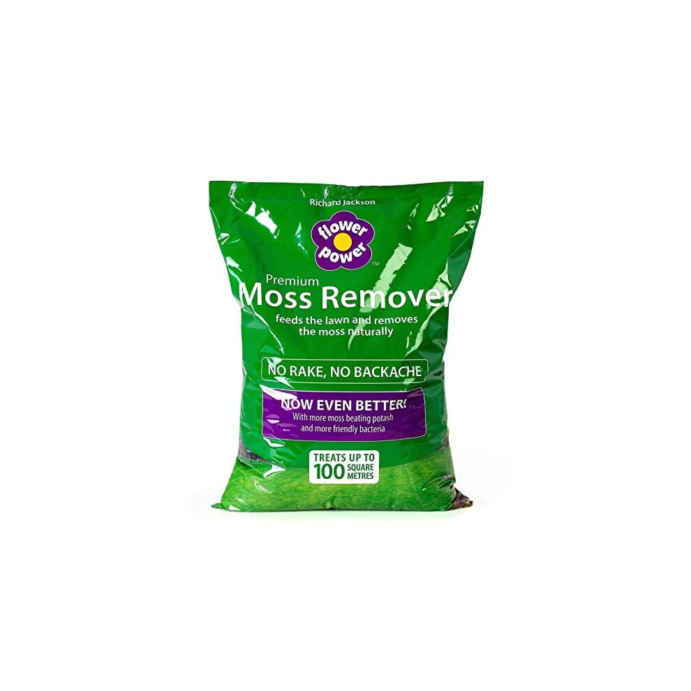 Richard Jackson Flower Power Moss Remover Lawn Feeder Organic Premium High Potash Formula No Rake Easy to Apply Treats up to 100 Sqm of Grass 5kg Bag