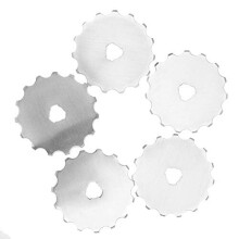 5Pcs 45mm Perforating Rotary Replacement Blades Rotary Cutter Blades Crochet Edge Skip Blades with Plastic Box for Crochet Edge Cutting