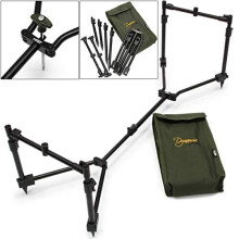 POD ADJUSTABLE 3 ROD COMPACT TRAVEL ROD POD WITH CASE CARP FISHING