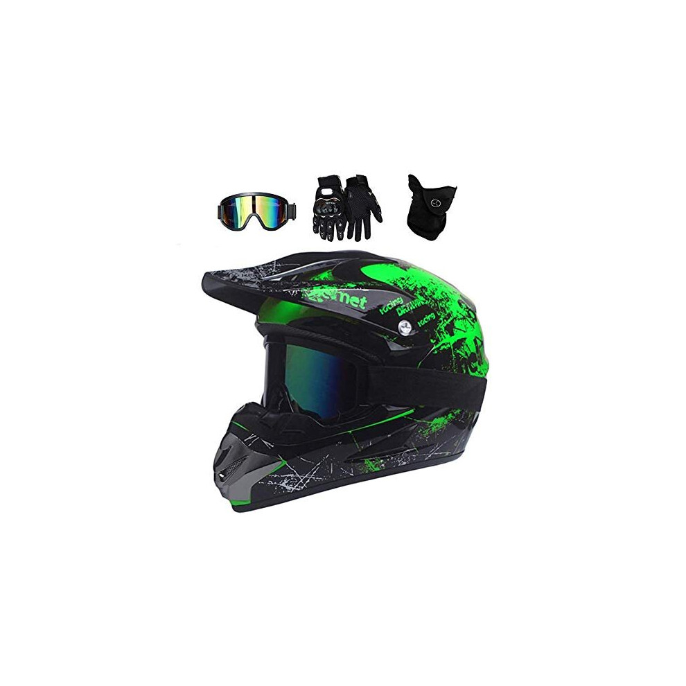 Motocross Helmet with Goggles Mask Gloves Youth Kid FullFace Off Road Motorcycle Crash Helmet MTB BMX Downhill Quad Bike Enduro Racing Dirt Bike