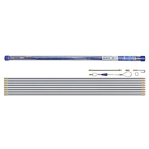 Faithfull FAICRS1000 10M Kit di accessori e aste per cavi 15 pezzi con 10 aste da 1000 mm blu