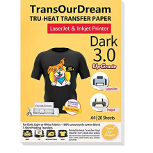 TruTransfer Paper Upgraded 30 20 Sheets A4 for InkjetLaser Printer Iron On Heat Transfer Paper for Dark Fabric Transfer Paper for Black TShirts