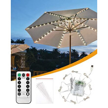 Parasol Lights 8 Modes Patio Umbrella Lights with 104 LEDs Waterproof Garden Parasol Lights Battery Powered or USB Port Dimmable with Timer Remote