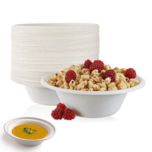 25 Pack 16 oz 500ml Super Strong Disposable Paper Bowls Biodegradable Compostable Bagasse Bowl with Eco Friendly Packaging Picnics BBQ Parties