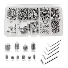 290 Pcs Cone Point Grub Screws Mixed Assorted Stainless Steel Metric Threads Socket Screws M3 M4 M5 M6 M8 Screws Assortment with 5 Pcs Socket Allen