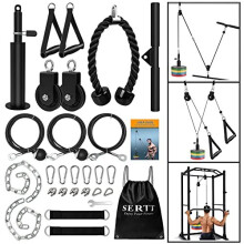 Weight Cable Pulley System Gym SERTT Upgraded Cable Pulley Attachments for Gym LAT Pull Down Biceps Curl Tricep Arm Workouts Weight Pulley System Home