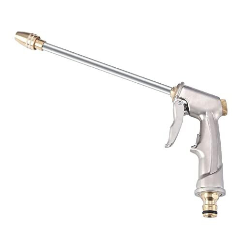 Garden Hose Nozzle Spray Gun with Full Brass Nozzle Adjustable High Pressure Metal Water Gun