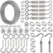 30M Garden Wire For Climbing Plants AMLOOPH Picture Wire Heavy Duty Decking Rope Stainless Steel Cable Wire 2MM Fence Wire Rope Clips Turnbuckle Wire