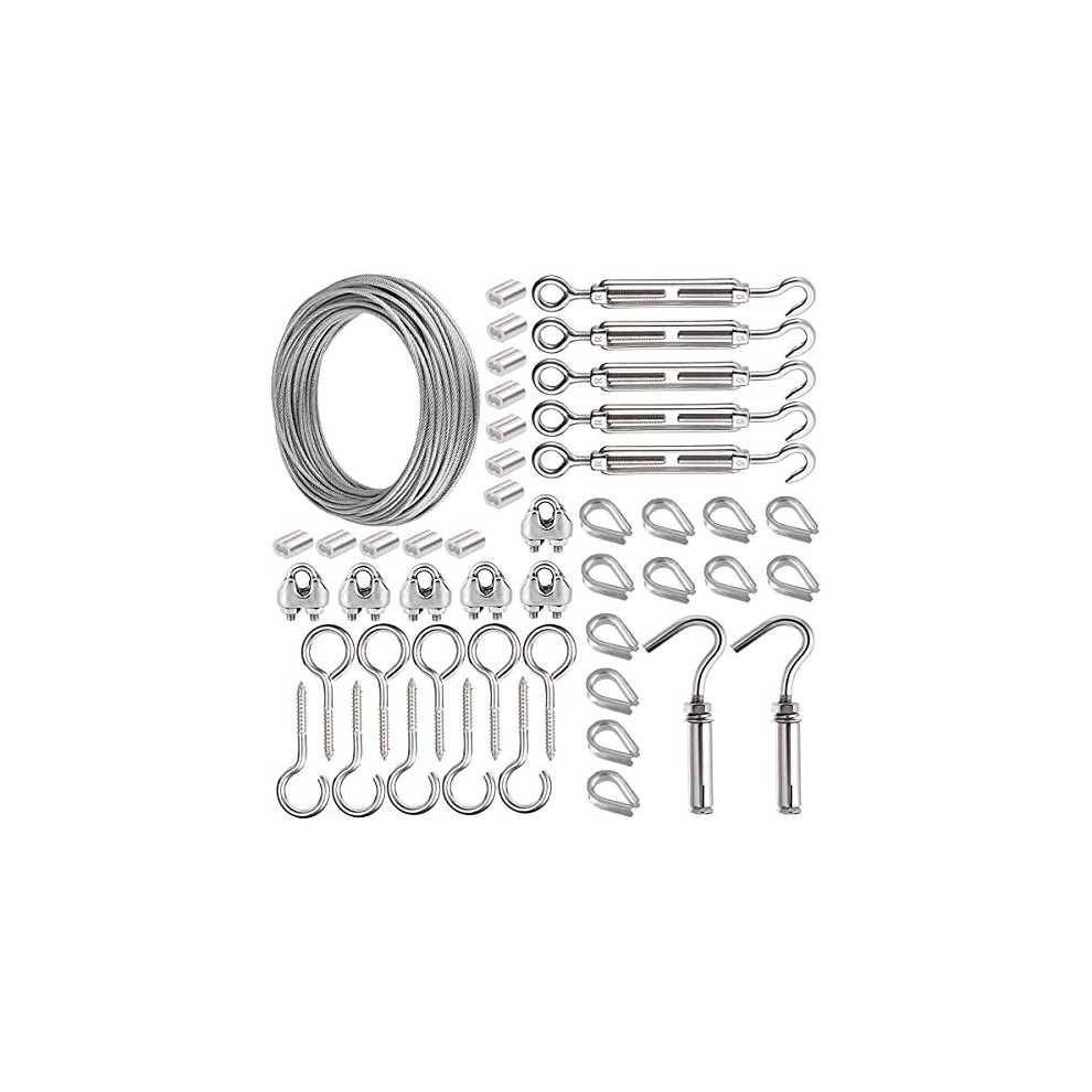 Amlooph 30M Garden Wire For Climbing Plants Picture Wire Heavy Duty Decking Rope Stainless Steel Cable Wire 2Mm Fence Wire Rope Clips Turnbuckle Wire