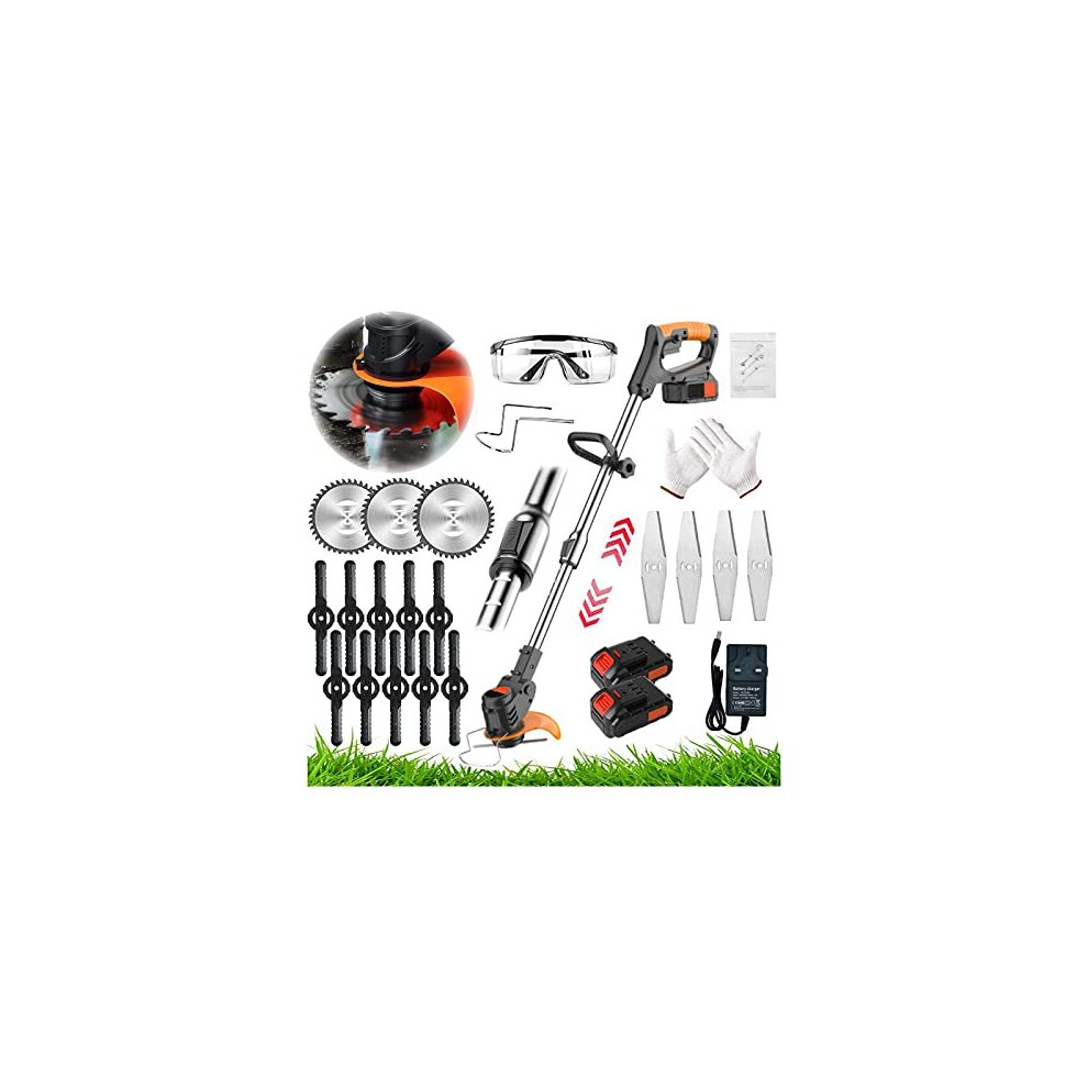 Metal Blade Cordless Strimmer Electric Garden Strimmers with Blades Grass Trimmers with 24V Liion Batteries Fast Charger for Garden Clearing Weeds