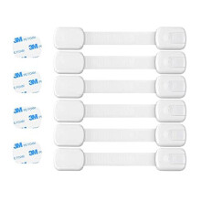 Adjustable Child Safety Locks Baby Proofing Cabinet Strap Locks 6 Pack Cupboard Locks for Children Strong Adhesive Locks for Cabinets Drawer Closet