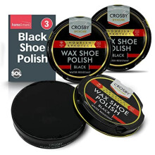 3pk Black Shoe Polish 50ml Tins Black Boot Polish Black Leather Shoe Polish with Beeswax Carnauba Wax for lasting Shine Care Black Polish Shoes