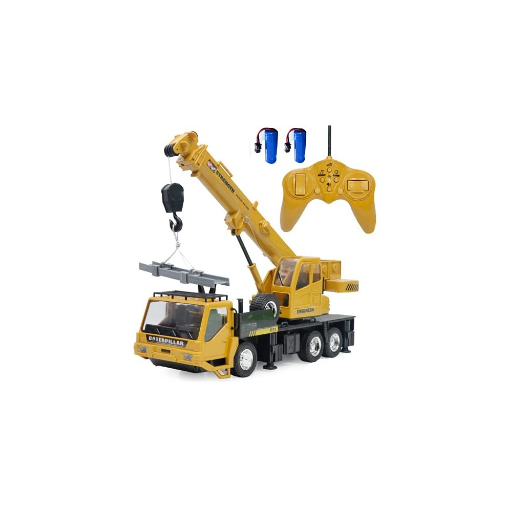 RC Crane Construction Tractor Remote Control Large Crane Truck wiht Light and Sound Rechargeable Electronics Hobby Toys for Kids Boys Child yellow