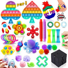 Fidget Toy Set 36PCS With Box Fidget Pack Sensory Anxiety Relief Stress Toys for Autism Fidget Toy in Rainbow color Octopus Relaxing Entertainment