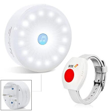Wireless Personal Alarm for Elderly Caregiver Pager Emergency Call Bell Button Alarm System 150ft45m with 1 Night Light Receiver 1 Wrist Button