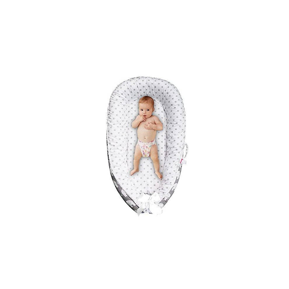 Gimtvtion Baby Lounger Bed Baby Nest Pod For Newborn Toddler Sleep Cot With Breathable Hypoallergenic Cotton Portable Travel Pod 07Elephant