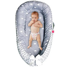 Baby Lounger Bed Baby Nest Pod for Newborn Toddler Sleep cot with Breathable Hypoallergenic Cotton Portable Travel Pod 05Wave