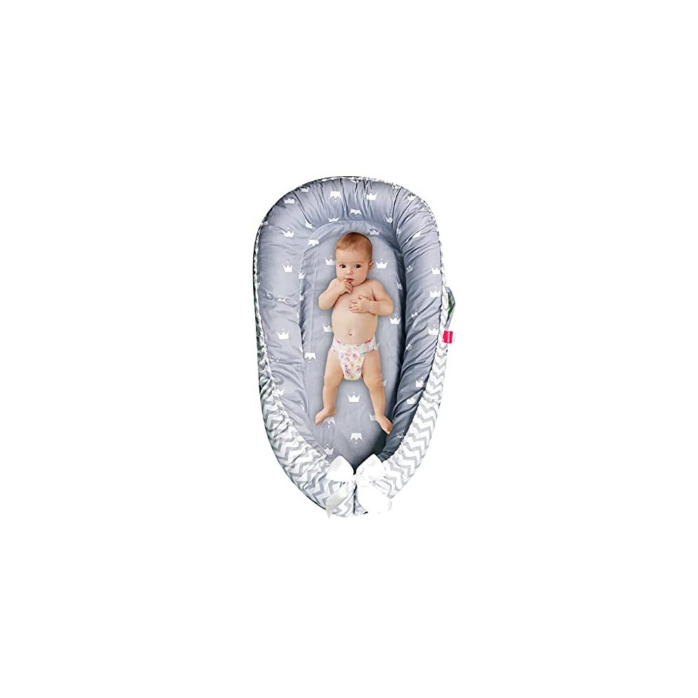 Baby Lounger Bed Baby Nest Pod for Newborn Toddler Sleep cot with Breathable Hypoallergenic Cotton Portable Travel Pod 05Wave