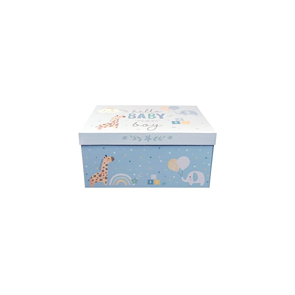 Baby Blue Keepsake Box with Lid Ideal for Birthdays Christmas Christening and Baby Shower Baby Boy Gift Basket 34 x 23 x 14 cm