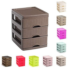 Plastic Desktop Storage Unit with Drawers Stationary Arts Drawer Desktop Tabletop Organiser Storage Tower Unit for Office Bedroom Garage 3 Drawers 17