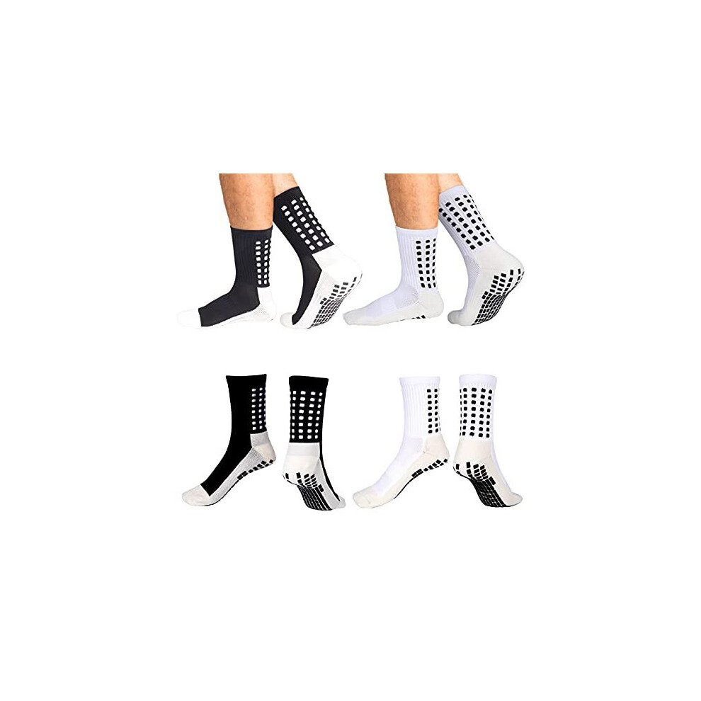2 Pairs Non Slip Sport Soccer Socks Anti Slip Football Grip Socks Unisex Athletic Sports Socks with Rubber Dots Breathable Basketball Socks for Hiking