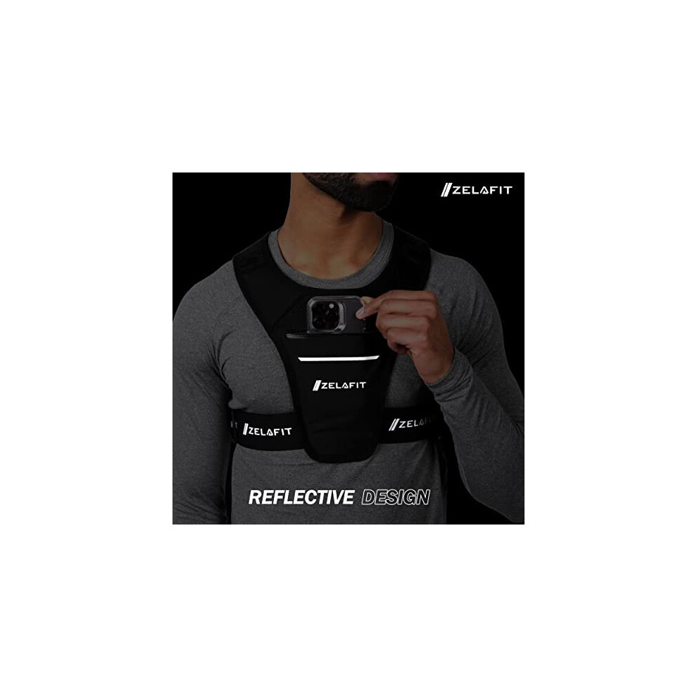 Chest Bag Running Vest Phone Holder, Adjustable Reflective Vest