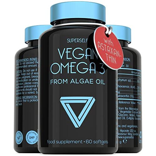 Vegan Omega 3 Capsules High Strength DHA from Algae Oil 500mg Algae