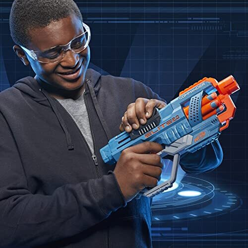Nerf Nerf Elite 2.0 Commander RC6 Blaster (E9485F03) - 6-Dart Drum, 12 Darts, 2 Tactical Rails, Slam-Fire, Multicoloured 2
